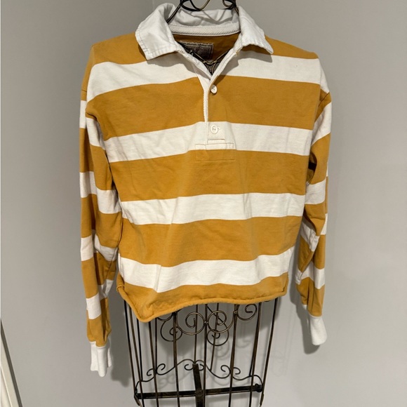 Abercrombie & Fitch Tops - Abercrombie & Fitch Yellow and White Striped Sweatshirt